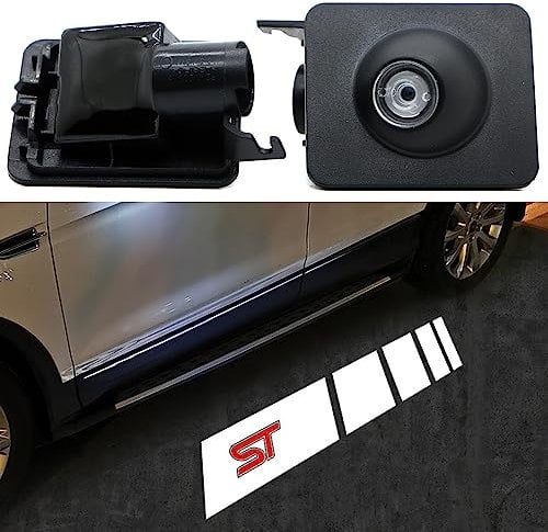 Duleutgnu 2 Stück Umfeldbeleuchtung LED Seite unter Spiegel Umgebungslicht Autotür Logo Türbeleuchtung Innenraum Ghost Projektor Willkommenslicht Teppich Auto Ersatz Rücklicht Zubehör Glaslinse Rot