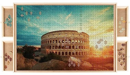 MALATEC Puzzle Sortierbrett 89x69 cm mit 4 Schubladen – Große Holz Puzzleunterlage für 1500 Teile, rutschfest, glatt, stabil Sortierhilfe & Aufbewahrung