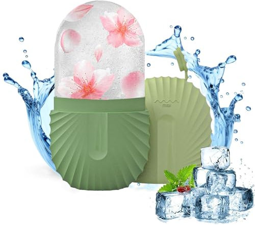 Joyeee Ice Roller Gesicht, Eisroller Gesicht für Gesicht und Augen, Eis Gesichtsroller Silikon Wiederverwendbares, Ice Face Roller für Pore Verkleinern, Falten Aufhellen, Erhellen Haut, Grün