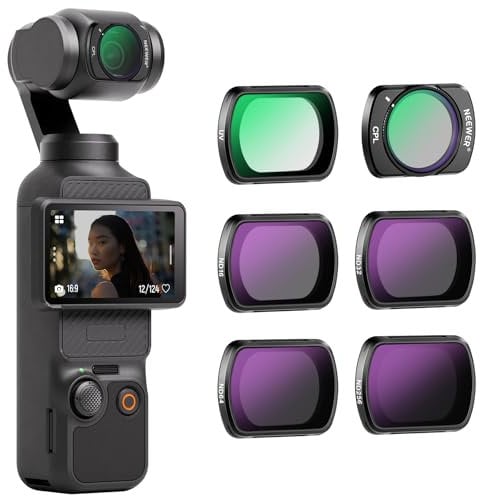 NEEWER Magnetisches ND CPL UV Filter Set kompatibel mit DJI OSMO Pocket 3, 6 Pack UV CPL ND16 ND32 ND64 ND256 Polarisationsfilter und Neutraldichtefilter Objektiv Zubehör HD optisches Glas/Alu Rahmen