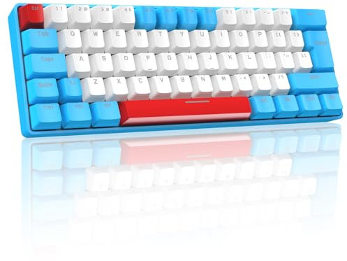Teclado mecánico para juegos de 60% Reino Unido, interruptores rojos ultracompactos de 62 teclas Teclado con cable de oficina en colores mezclados, 19 modos de retroiluminación RGB para PC