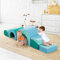 nmoiww Lot de 5 Blocs de Construction en Mousse, avec Toboggan, arcs de Plusieurs Tailles pour l'escalade en intérieur, Grands Blocs de Construction pour bébés et Tout-Petits (Bleu Clair-5)