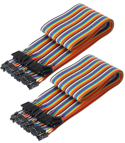 QUARKZMAN Breadboard Jumper Wire 40Pin 2,54mm Pitch 50cm Packung mit 2 | Weiblich zu weiblich Ribbon Cable Elektronik Breadboard Ribbon Kabel für Breadboard Elektronikprojekte