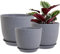 PROFIKLA 30cm, 25cm,23cm Plastic Plant Pots, Pack of 3 Planters, Large Plant Pots with Drainage Holes and Saucers, Modern Decorative Flower Pots, Grey Speckles