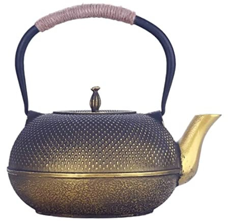 Teapot 60oz/1.8L Cast Iron Teapot With Infuser Large Capacity Tea Pot Uncoated Japanese Iron Pot Chinese Style Retro Iron Cast Iron Tea Pot (Color : C, Size : 1800ML)