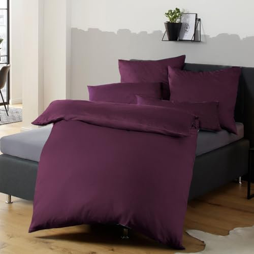 Soifox Bettwäsche 155x220 Lila - Bettwäsche Sets aus Mikrofaser Bügelfrei & Knitterfrei - 1 mal Bettbezug + 1 mal 80x80cm Kissenbezug mit Reißverschluss