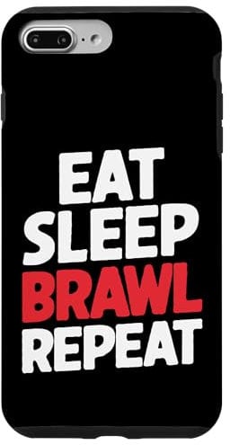 Eat Sleep Brawl Repeat Funny Stars Videospieler Hülle für iPhone 7 Plus/8 Plus