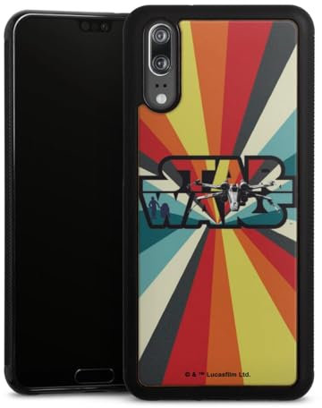 Holz Case kompatibel mit Huawei P20 Walnuss Handyhülle Echtholz Hülle Star Wars Retro Fanartikel