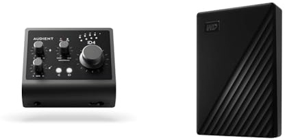 Audient Audio Interface iD4 MKII, Class A Console Microphone Preamp & WD 5TB My Passport Portable HDD USB 3.0 with software for device management
