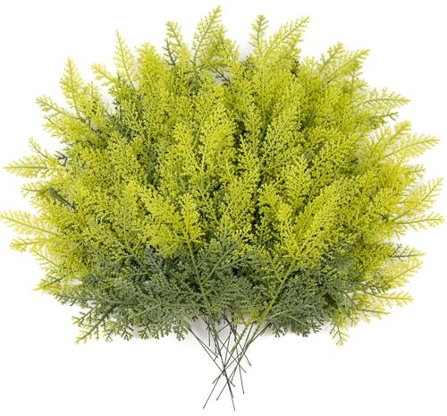 HOHOTIME Künstliche Tannenstiele, Weihnachtsgrün, Zypressen-Kiefernspieße, Farbverlauf, grüne Zedernzweige für Vase, künstliche Tannenzweige für Girlande, Kranz, Baum, Heimdekoration,