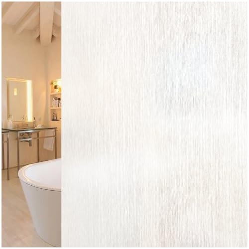 Beautysaid Window Film Privacy for Glass Windows, Frosted Window Film with Rainsilk Pattern, Anti-UV Static Cling without Glue for Home Bedroom Bathroom Office, White, 44.5 * 200 cm