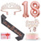 18th Birthday Decorations for Girls, Including Black 18th Birthday Sash and Tiara, Cake Topper and Candles, Rose Gold Number Balloons, Gifts for 18 Year Old Girls