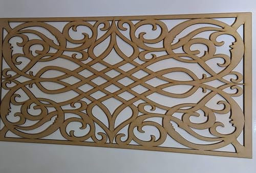 Panel decorativo de malla de madera, partición de pared, rejilla de cubierta de radiador, recortes, muebles de cocina, corte láser en MDF de 6 mm de grosor (tamaño 1200 mm x 500 mm), patrón G4.