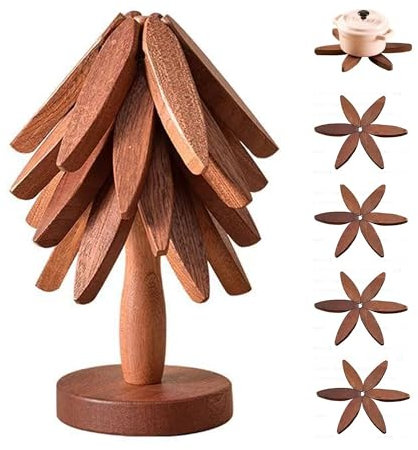 ARTFILIF Tree Coaster Hot Pan Trivet Set, Natural Wood Pad for Dining and Kitchen, Tree Trivets for Hot Dishes, Wooden Trivet Tree, Wooden Placemats, Pot Holders, Hot Stands, Coffee Coasters