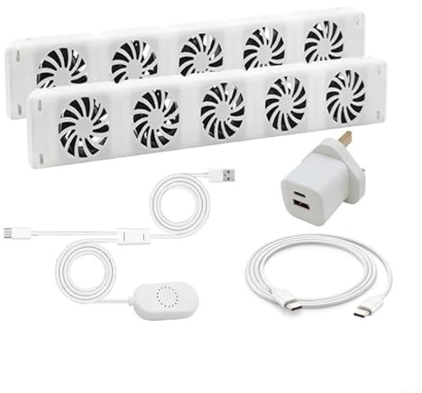 FUBESK Smart Radiator Fan Booster Set Energy-Efficient Heating System Automatic Temperature Control Quiet Operation Installation for Home Improvement(DUO-SET)