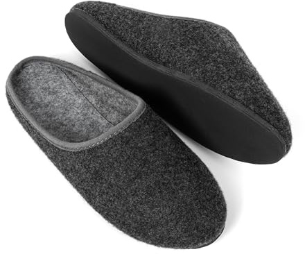 HEYO Filz Pantoletten Warme Leichte Pantoffeln Hausschuhe für Damen Herren Filzpantoffeln Größen 36-48 (Grau mit rutschfester Sohle, EU Schuhgrößensystem, Erwachsene, Numerisch, M, 43)
