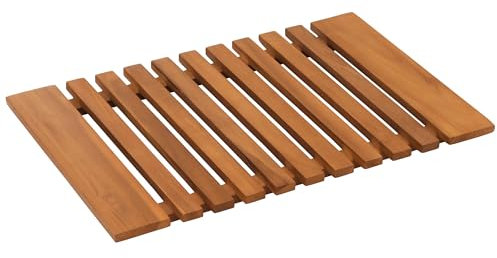 Mendler Teak-Fußmatte HWC-N10, Duschmatte Badematte, hochwertiges B-Grade-Teak (Kernholz, 20-30 Jahre), 4x60x40cm
