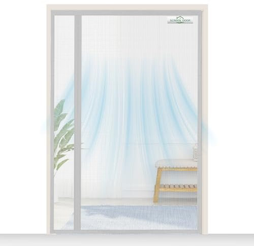 SCREEN DOOR Moustiquaire Porte Fenetre 200x220cm | Moustiquaire Réversible à Ouverture Gauche/Droite, Accès Facile, Protection contre les Insectes – Gris