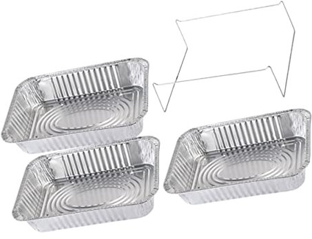 UKCOCO 4stücke Aluminium-Folien BBQ Grillschalen Deckel Inklusive Ständer Hitzebeständige Einweggrillschalen Für Backofen Grill Lagerung Und Takeaway Für Grill Picknickpartys