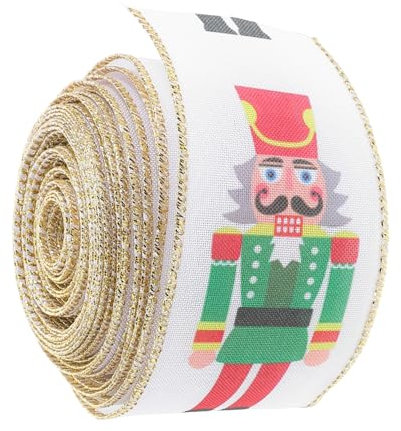 HOOTNEE 1roll Nutcracker Ribbon Yards for Christmas Tree Decor Holiday Crafting Bows Vibrant Colors for Wreaths Home Decoration for Festive Celebrations