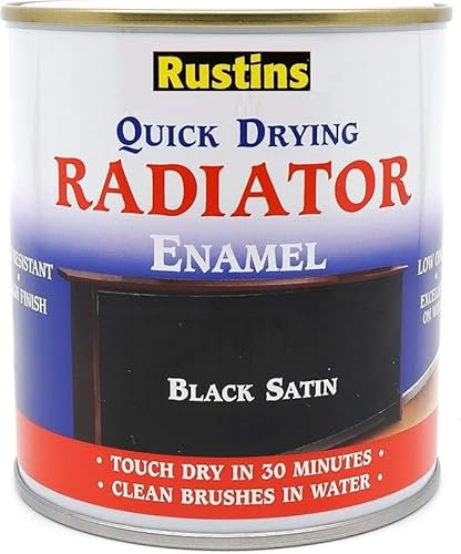 SuperGift.com Quick Drying Radiator Enamel, Black Satin, Touch Dry in 30 Minutes (0.5 Liters)