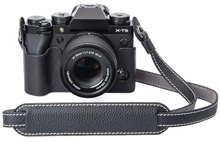DBZZ XT5 case Handmade Genuine Leather Camera Protective Half Camera case, for Fujifilm X-T5 (Black set)