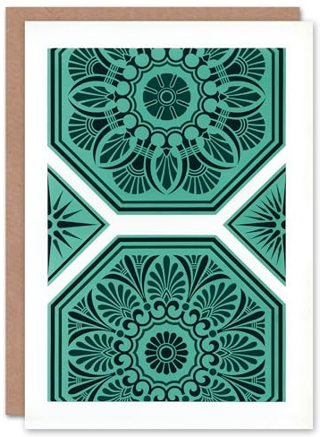 Artery8 GA and MA Audsley Art Card Teal Blue Greek Antique Pattern