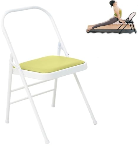 MACAGGTNTU Klappbarer Yoga Stuhl, Pilates Yoga-Hilfsstuhl, Yoga-Klappstuhl Für Erwachsene, Flexibilität/Rückenstütze Metall Faltbar Yoga-Stuhl(Green)