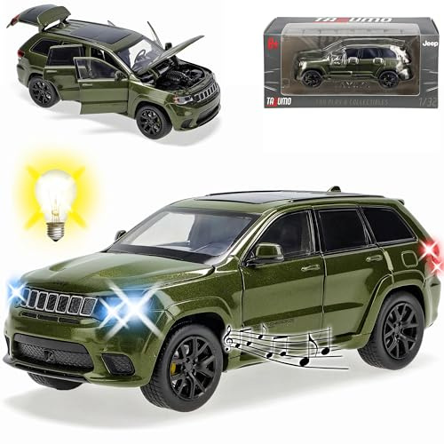 alles-meine.de GmbH J*e*e*p Grand Cherokee WK2 Trackhawk Grün 2010-2021 mit Licht und Sound 1/32 Tayumo Modell Auto mit oder ohne individiuellem Wunschkennzeichen