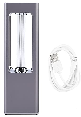 Gucagle Lampe UV portable UVC Lampe ultraviolette germicide pour voiture, salle de bain, placard, bureau, hôtel, rechargeable par USB, longueur d'onde 254 nm, batterie 890 mAh, gris (Grise)