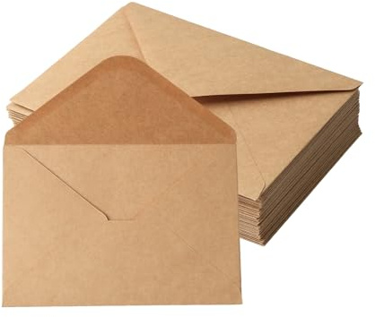 100 Stück Briefumschläge Kraftpapier Umschläge mit Nassklebung 120 g/m² DIN B6 Briefumschlag Kuvert Briefkuverts Briefhüllen Papier für Grußkarten, Hochzeit Einladung, Geburtstagskarten Briefkuvert