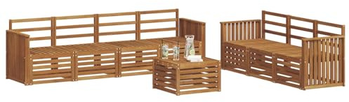 vidaXL Sofagarnituren 8 pcs Natur Massivholz Akazie, Moderne Garten-Sofa-Ecke, Bequeme Sitzgruppe für Terrasse, langlebig und stylisch