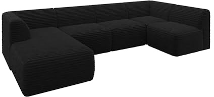 ALTDECOR Ecksofa in U-Form Corner Sofa Bett Eckcouch Couch L-Form Wohnlandschaft Cauchsofa MOVO 345x180x78 Schwarz