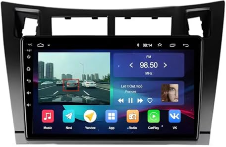 Car Stereo per Toyota Yaris 2005-2012 9 Pollici Android 15 Ricevitore Multimediale Digitale con Bt Gps Wifi Radio Backup Camera Per, 8 Core 8G+128G