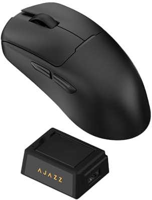 AJAZZ AJ159 V2 MC Wireless Gaming Mouse, PAW3311 Sensor, 24K DPI, 1K Polling Rate, 35G Acceleration, 300IPS, 2.4G/USB-C/BT, 300mAh Battery, 20 Million Clicks Life, Compatible with PC and Mac, Black