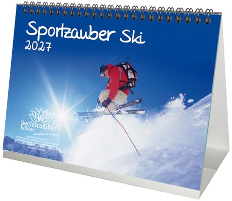 Skizauber DIN A5 Tischkalender für 2027 Berge und Ski - Seelenzauber