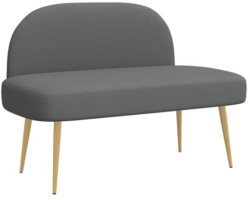 Owoxanthellate Gepolsterte Bank mit Rückenlehne Dunkelgrau, 110 x 60 x 76 cm Banksofa Zweisitzer mit Metallbeinen, Modernes Küchensofa Stoff Sitzbank für Esszimmer und Flur