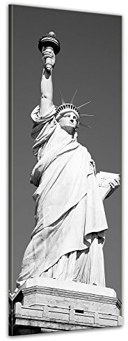 Bilderdepot24 Bild auf Leinwand | Statue of Liberty - New York USA I in 40x120 cm als Panorama Wandbild XXL | Wand-deko Dekoration Wohnung modern Bilder | 202335