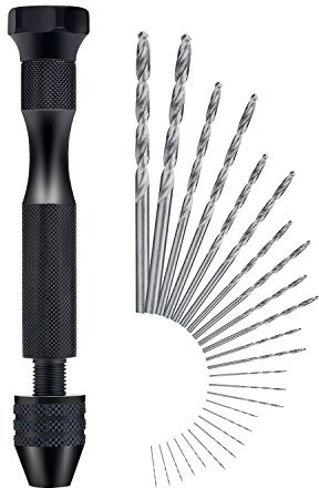 ZWOOS Trapano a Mano - Mini Trapano a Mano in Alluminio con 25 Twist Drills Utensili Rotanti per Perforazione Artigianale
