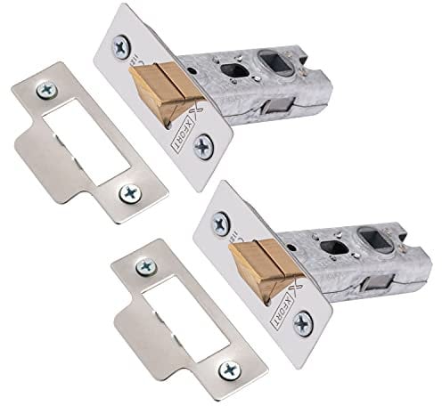 XFORT Tubular Latch, Polished Chrome, Tubular Door Latch for Internal Wooden Doors, (2 Pack, 65mm)