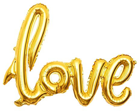 Lukis Love Buchstaben Ballons für Hochzeit Dekoration Folienballon Luftballon 108x65.5cm Gold