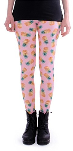 cosey - Leggings Colorati Stampati (Taglia Unica) - Design Rosa Ananas