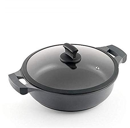 METALTEX XPERT-Cacerola Baja Aluminio Fundido, 28 cm, Antiadherente ILAG 3 Capas, Full Induction válido para Todo Tipo de cocinas, 50 W, 5.3 litros, Negro