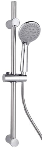 Croydex Amalfi Chrome Shower Head Set - 5 Function Handset, 1.5m Shower Hose & 665mm Riser Rail, Easy Clean Nozzles & Universal 1/2 B.S.P Connections, Ideal for All Shower Types