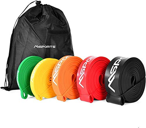 Resistance Band Set Premium in verschiedenen Stärken inkl. Tasche und Workout App - Trainingsband | Gymnastikband | Widerstand-Bänder | Fitnessband (Set)