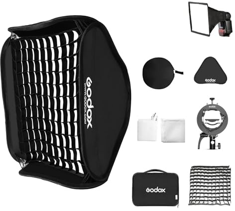 GODOX Softbox Plegable de 80x80cm con Soporte de Cámara S2 S-Type Speedlite Soporte Bowens y Funda de Transporte para Godox V1 AD200Pro AD400Pro AD200 V860II TT685 TT600 Series y Otros Flashes