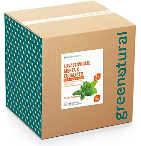 GREENATURAL BAG 10 Kg Lavastoviglie Liquido MENTA & EUCALIPTO - ecobio