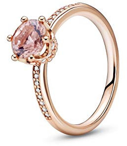 PANDORA Ring Silber Rose Solitär Zirkonia Rosa Größe 14 188289C01-54, Silber, Zirkonia