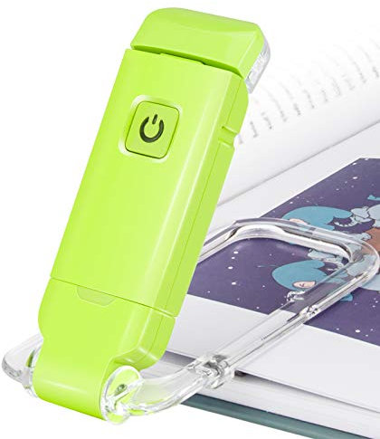 HONWELL LED Clip Leselampe Buch Klemm, Leselampen für Bücher im Bett, weiches Augenpflegelicht, USB wiederaufladbar, 2 Helligkeitseinstellungen für Augenschutz, LED Nachtlicht, Grün
