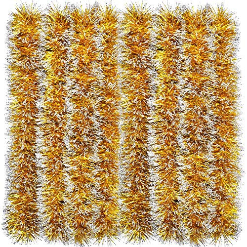 EBOOT 39,4 Fuß Weihnachten Lametta Girlande Glänzend Girlande Metallisch Glänzend Girlande Weihnachtsbaum Hängende Dekorationen für Weihnachten Ferien Indoor und Outdoor Dekorationen (Gold)